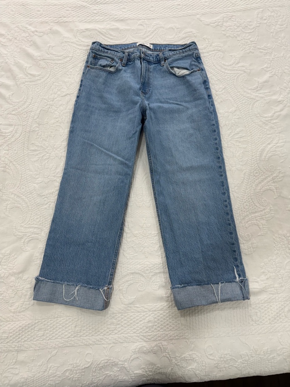 Abercrombie & Fitch Straight-Leg Jeans in Light Blue Denim
